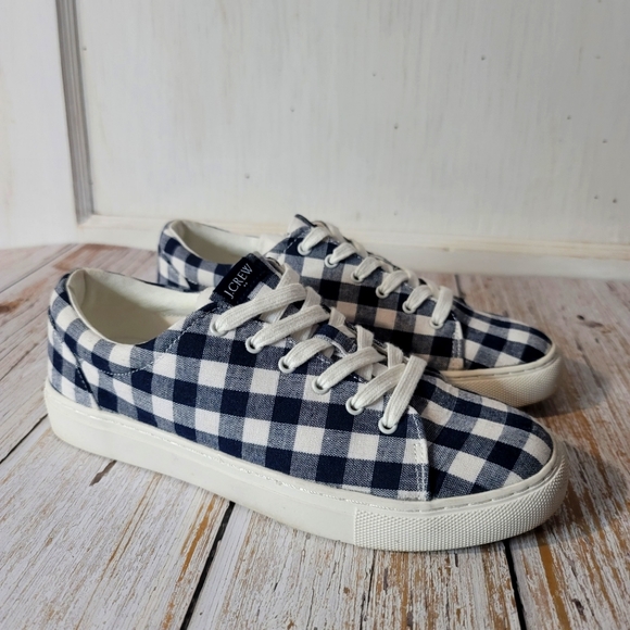 J. Crew Shoes - J Crew Gingham Tennis Shoes 7.5